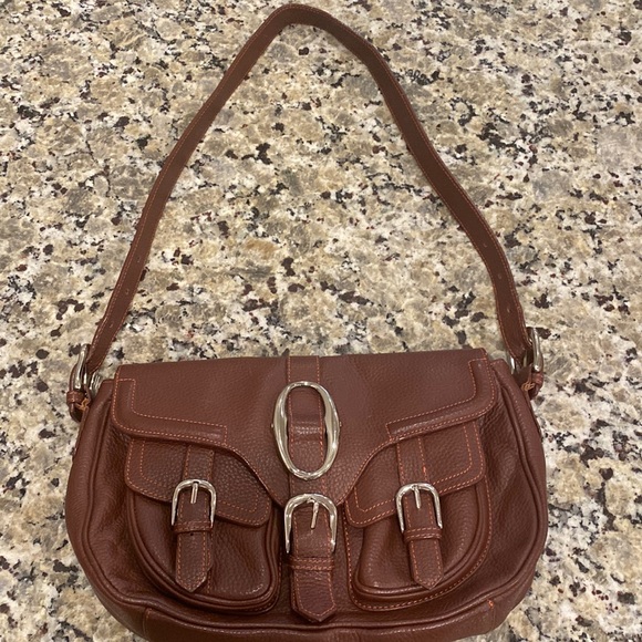 BCBG Max Azria y2K handbag brown pebbled leather shoulder bag - Picture 1 of 9